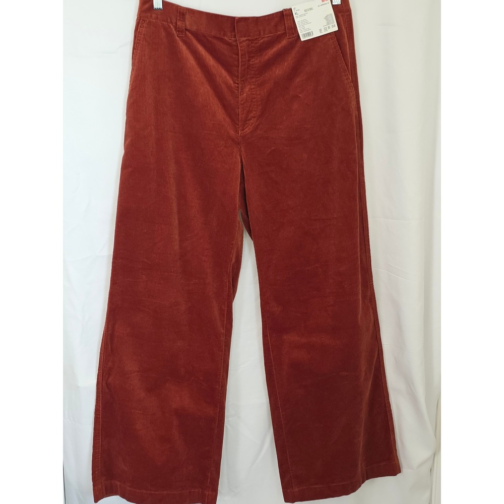 Uniqlo x Comptoir des Cotonniers Corduroy Wide Leg Pants Rust XL Hi-Rise NEW